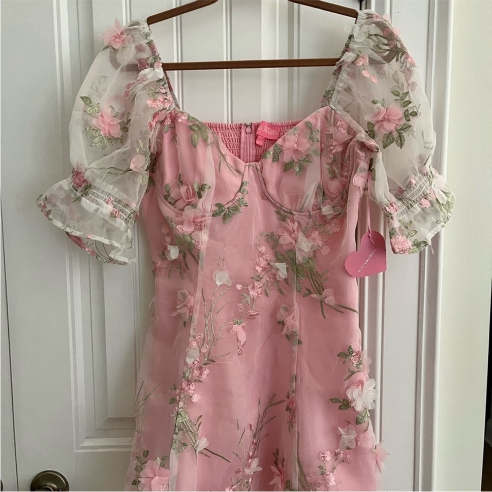 Dollz Kill X Sugar Thrillz floral embroidery mesh mini dress